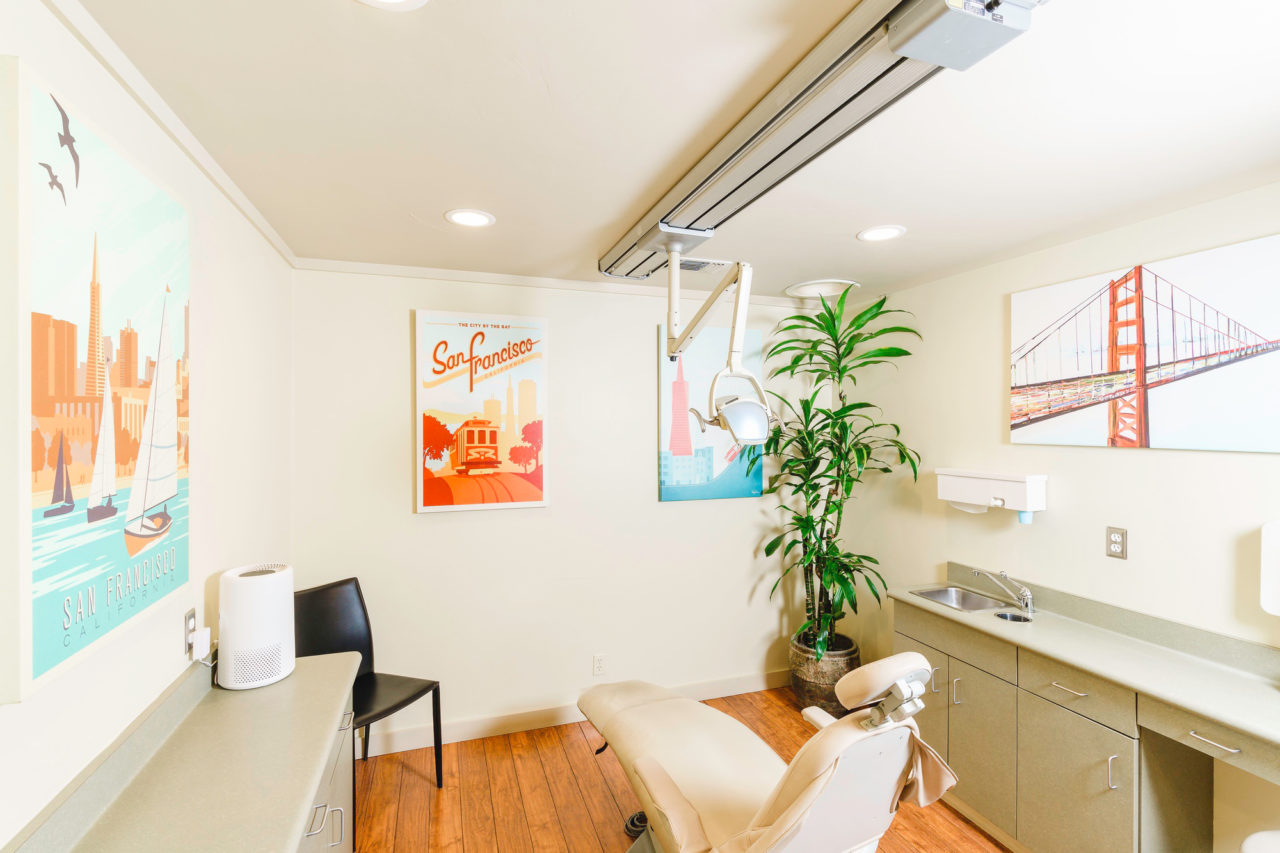 patient room with art on wall